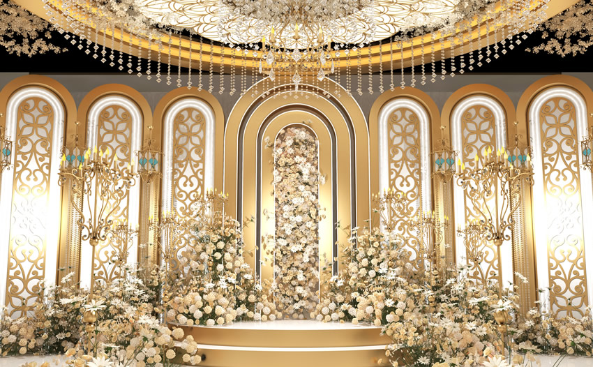 莱城香槟色调婚礼堂效果展示